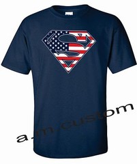 Superman American Flag Shirt Crew Neck, S-4xl