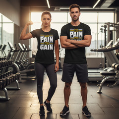 Unisex No Pain No Gain Graphic T Shirt For Workout Gym Training And Fitness Enth