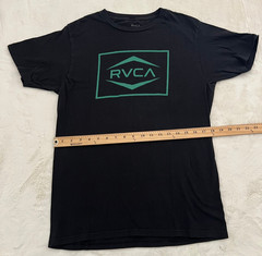 RVCA T Shirt Mens Medium Black Green Logo Graphic Tee Short Sleeve Crew Neck Top