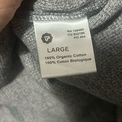 Pact Organic Cotton Henley Men’s Shirt Size Large Grey Gray Long Sleeves