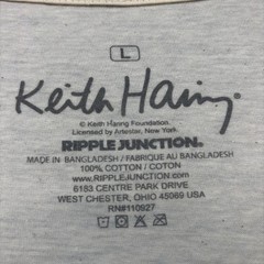 Keith Haring Heart Popart Beige T-Shirt Size Large