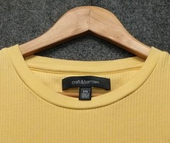 Mens Croft & Barrow XXL Yellow Ribbed Crew Neck Short Sleeve Cotton shirt