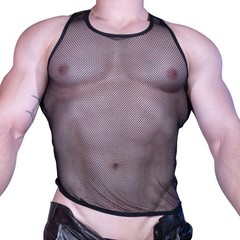Mens Mesh Vest Breathable High Stretch Sleeveless Round Neck Solid Color