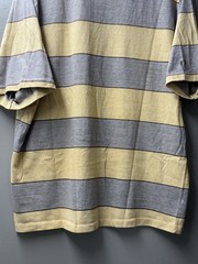 Vintage Hang Ten Striped T-Shirt Yellow Grey 70s Surf Skate Made in USA L/XL