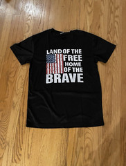 Land Of The Free Home Of The Brave American Flag T-Shirt Size Large
