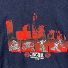 JNCO T-Shirt Mens XXL Navy Blue Graphic Skyline Skate Surf BMX Moto X Y2K Street