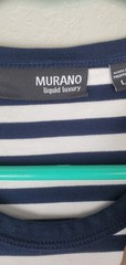 Murano Liquid Luxury Men’s Large Black White Striped Pocket T-Shirt 100% Cotton