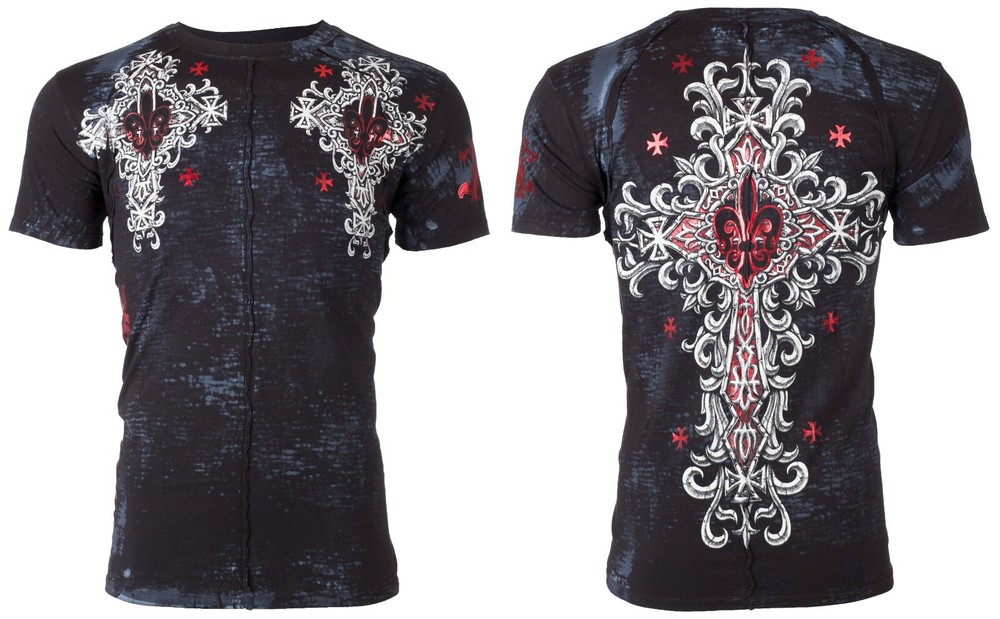 XTREME COUTURE by AFFLICTION Black LOST SQUADRON Short Sleeve Slim Fit T-shirt
