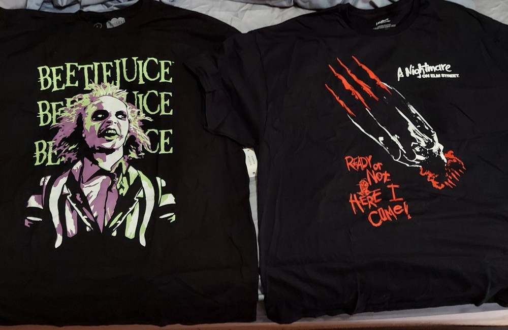 NIGHTMARE ON ELM STREET FREDDY KRUGER AND BEETLEJUICE MENS T-SHIRT XXL LOT OF 2