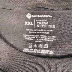 Member’s Mark Essential Crewneck Tee XXL Black Pima Cotton Blend Short Sleeve
