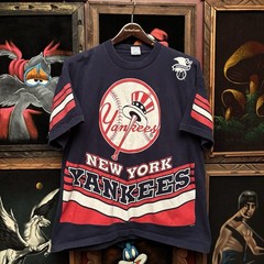 Vintage New York Yankees Salem Sportswear AOP All Over Print 90s T-Shirt Size L