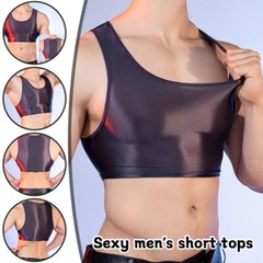 Lingerie Half Tank Top Glossy Vest Workout Sports Bras Sleeveless Undershirt