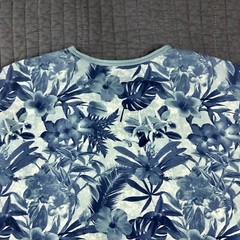 Fresh Brand Shirt Men Medium Blue Hawaiian Tropical Floral Beach Surf Cotton Tee