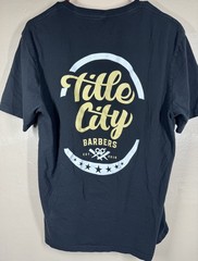 🍀 FLAW District Title City Barbershop Men’s Black Graphic T-Shirt Size S 🍀