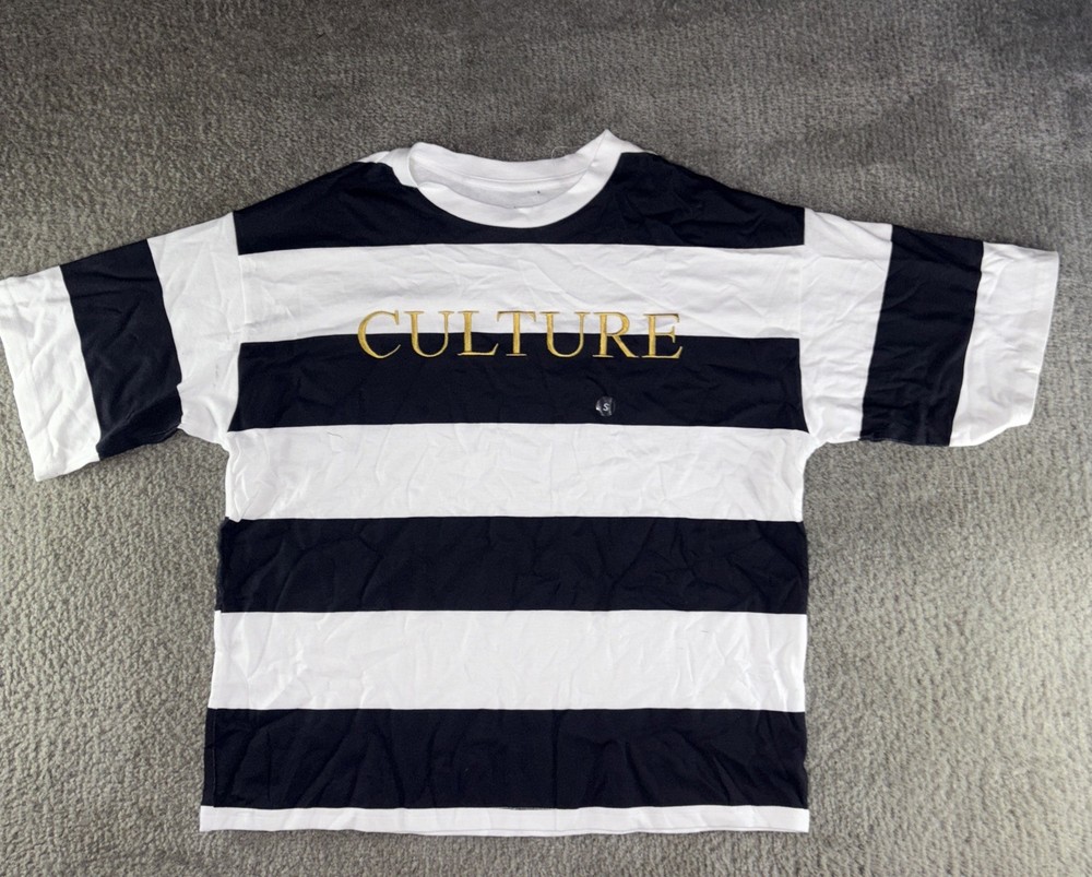 MIGOS – 2018 Embroidered Striped Culture shirt ~Licensed / Never Worn Sz Medium
