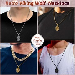 Nordic Viking Jewelry Men, Stainless Steel Vikings Stuff Wolf Compass Pendant…