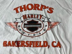 VTG 1998 Harley Davidson Eagle Face Eye Bakersfield, CA Sz XXL White T-Shirt See