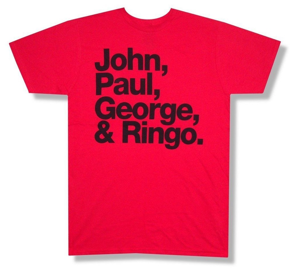 The Beatles-John,Paul,George & Ringo-Names X-Large Red T-shirt