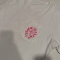 Chrome Hearts Horseshoe Plus Logo Pocket Short Sleeve Tee Shirt White Pink Large