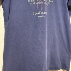 Vintage Christian Jesus Shirt L Navy His Betrayal His Blood Priceless Religion