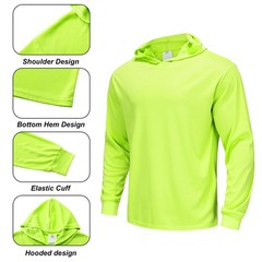 Meiosuns High Visibility Quick Dry Safety Shirt with Hood Hi Vis Breathable M…