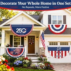 4th of July Bunting Flags 250th Anniversary 1776-2026 4 Pc 1.5×3 ft USA (73