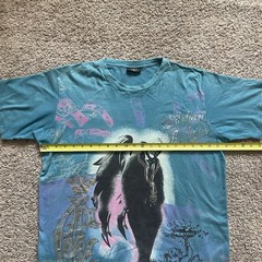 Rare Vtg 2008 Christian Audigier Blue Heavenly Foil Shirt XL City of Angels