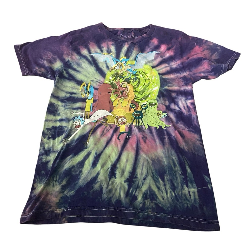 Rick and Morty Psychedelic Tie-Dye T-Shirt Size Adults XS Purple Adult Swim