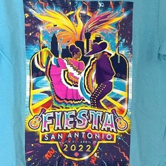 Gildan Fiesta San Antonio 2022 Graphic T Shirt Mens Small Blue Heavy Cotton Tee
