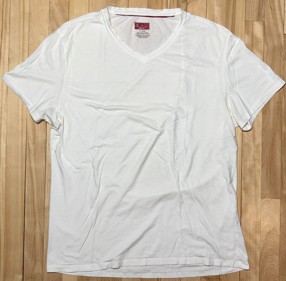 Nordstrom Alfani Men’s Slim Fit Stretch White V-Neck Short Sleeve T-Shirt Sz XL