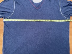 Left Coast Tee Short Sleeve V Neck Mens Large Blue 100% Cotton