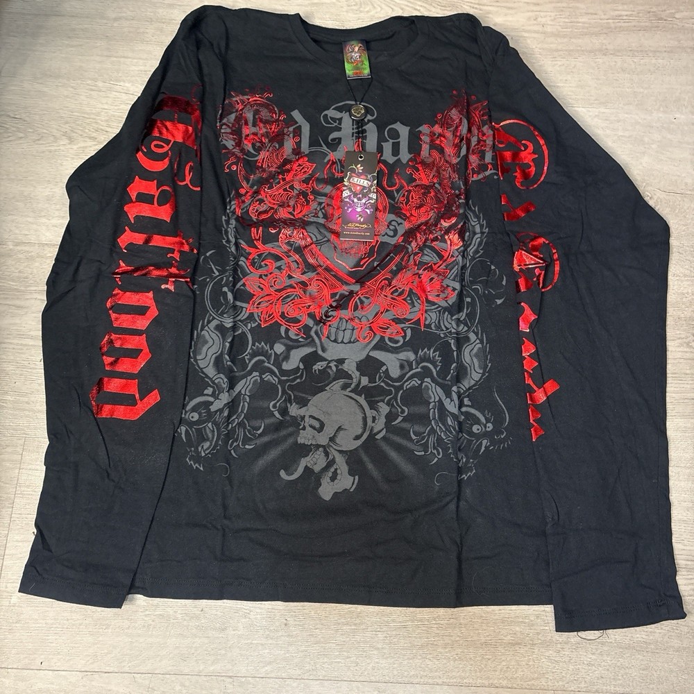 RARE 2009 Christian Audigier Ed Hardy All Over Print Red Foil XXL