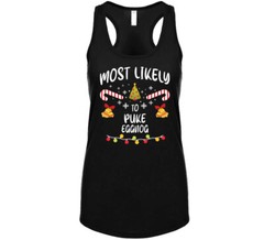 Most Likely To Puke Eggnog Funny Christmas T Shirt
