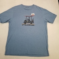 TravisMathew Men’s Golf Cart #TYSLASTROUND Graphic T-Shirt Blue Size XL Casual