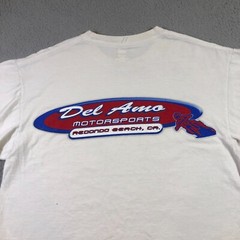 del amo motorsports redondo beach CA t shirt mens M white fair condition