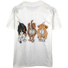 Used 90’S Hanes HEAVYWEIGHT 50/50 Dog Print Animal T-Shirt Men’s Size M (app…