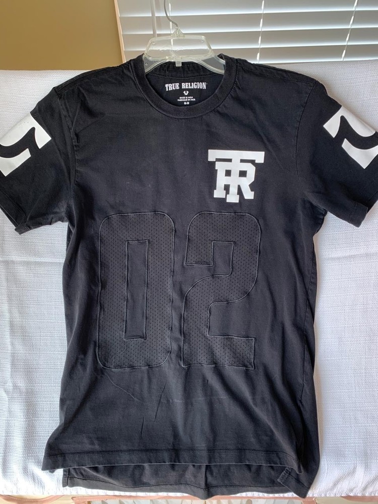 True Religion Mesh Foot Ball Tee Shirt Mens Black Size M