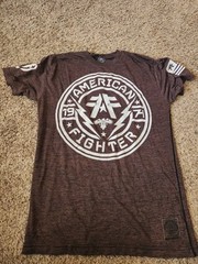 Two American Fighter Mens Large Blue And Brown Training T Shirt MMA Gym Workout