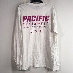 New Look Pacific Northwest Long Sleeve Shirt, Size M – White/Pink Unisex