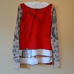 Faux Real Men’s S 3D Photo-Realistic Ugly Christmas Sweater Long Sleeve T-Shirt