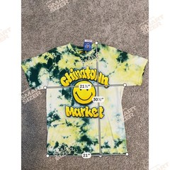 Chinatown Market Smiley Face Tie Dye T Shirt Green Yellow Graphic Streetwear (L)