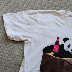 Enjoi Shirt Mens Large White Panda Bottle Graphic Skateboarding Tee USA