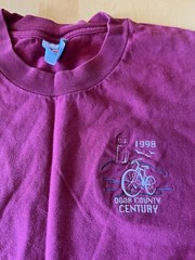 HANES 1998 DOOR COUNTY ENTURY EMBROIDERED BIKE BURGANDY T SHIRT SZ L