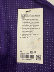 Lululemon Double Layered Mesh Reversible Tank Purple/White Men’s XL