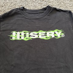 Misery World Wide Tee T Flames Shirt Men’s Size Small S Long Sleeve Black Skulls