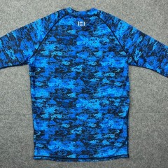 Huge Sports Rash Guard Mens XL Blue Digital Camo Long Sleeve Compression