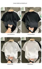 New Men Women Luxury Diamond Rhinestones Black White T-Shirt High Quality