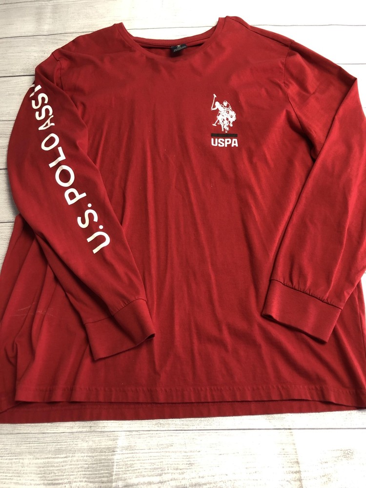 U.S. Polo Assn Shirt Mens 2XL Red Long Sleeve Crewneck USPA Logo Graphic Casual