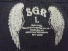SGR Thermal Henley Shirt Men L Blue Faded Stars Stripes Long Sleeve