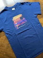 Gulf Shores Jeep Sunset Travel Souvenir Adult Size Small T-shirt ~ Navy Blue